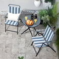 thumbnail image 4 of Gymax 3 Pieces Patio Folding Chair Set w/ 2 Chairs & Glass Round Coffee Table Porch Deck Backyard, 4 of 10