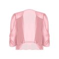 thumbnail image 3 of Women's Half Sleeve Ruffle Sheer Shrug Bolero Cardigan Summer Open Front Chiffon Blouses Tops Pink M, 3 of 6
