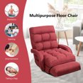 thumbnail image 3 of Costway Fauteuil de Sol Pliant avec Dossier Réglable à 6 Positions et Coussin Lombaire Rouge, 3 of 10