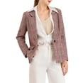 thumbnail image 2 of INSPIRE CHIC Blazers pour Femmes Revers Cranté Manches Longues un Bouton Blazer à Carreaux Bourgogne P, 2 of 7