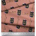 thumbnail image 2 of Soimoi Orange Modal Satin Fabric Stripe & Floral Alphabet Text Decor Fabric Printed Yard 42 Inch Wide, 2 of 3