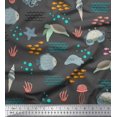 thumbnail image 1 of Soimoi Gray Poly Georgette Fabric Crab & Tortoise Ocean Decor Fabric Printed Yard 42 Inch Wide, 1 of 3