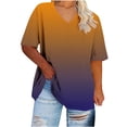 thumbnail image 1 of Liquidation! Hauts Oversize pour Femmes, Blouse à Manches Courtes d'Été pour Femmes, Chemise de Base à Manches Courtes Col en V pour Femmes Grande Taille, 1 of 5