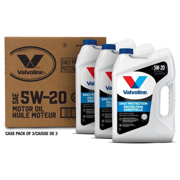 Caisse d’huile à moteur Valvoline Protection essentielle au mélange synthétique 5W20 3X5L