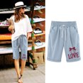 thumbnail image 1 of LOVZFMLL Women Printed Elastic Waist Drawstring With Casual Pockets Shorts Light Blue XL, 1 of 3