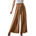 thumbnail image 1 of Timegard Womens Wide Leg Pants Pleated Elastic High Waisted Drawstring Flowy Casual Trousers Beach Wear, 1 of 7