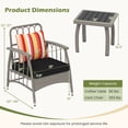 thumbnail image 3 of Costway Ensemble de Mobilier de Patio en Rotin PE 3 Pcs avec Dossier Réglable à 5 Niveaux Ensemble Bistro, 3 of 10