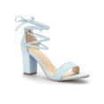 thumbnail image 1 of BLISSFUL STEP Édition Sandales pour Femmes Unies d'Été à Talons Blocs à Lacets Bleu Ciel 8, 1 of 8