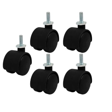 Unique Bargains 1.2-inch Nylon Wheel M6 Threaded Stem Mount Rotary Non-Brake Swivel Caster 5pcs