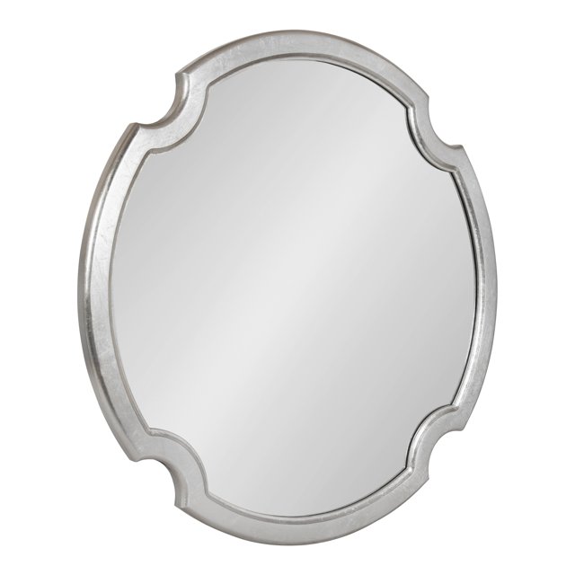 Kate and Laurel Susannah Miroir Rond à Bord Festonné, 28, Argent, Miroir Arrondi pour Déclaration