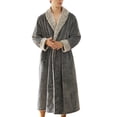 thumbnail image 1 of Peignoir Polyester Homme Grande Taille Épais Robe à Capuche Corail Robe de Nuit Chaude Confortable Douce Vêtements Automne Gris Homme G, 1 of 9