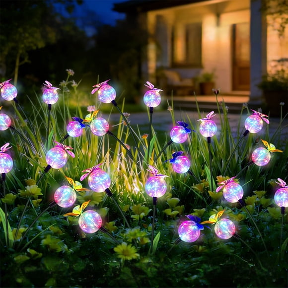 Vacemry Solar Outdoor Butterfly Lights, Stainless Steel Bobble Ball Swaying Garden Lights with Solar Power, Realistic Butterfly Decor for Patio Backyard Pathways Lawn Yard and Landscape Lighting