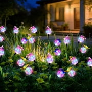 Solar Swaying Butterfly Ball Lights, Xinsrenus 28.74in Stainless Steel Outdoor Garden Light, Dynamic Decorative Landscape Lighting for Patio Backyard Pathways with Auto On/Off