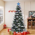thumbnail image 3 of DEXTRUS 6ft Pre-Lit Artificial Christmas Tree with 900 PE & PVC Mixed Branch Tips, 29 Pine Cones & 300 Lights, Pre-Decorated Tiered Flocked Christmas Tree with Remote Control and 11 Modes Light, 3 of 12