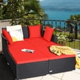 thumbnail image 1 of Gymax Rattan Patio Daybed Loveseat Sofa Yard Outdoor w/ Red Cushions Pillows, 1 of 10