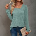 thumbnail image 2 of Plebaso Womens Square Neck Tunic Tops Pleated Long Sleeve Casual Shirts Solid Color Comfortable Blouses, 2 of 6