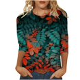 thumbnail image 2 of Xihbxyly Hauts pour Femmes Manches 3/4 T-shirt Imprimé de Mode pour Femmes Blouse à Manches 3/4 Col Rond Hauts Décontractés Articles en Liquidation, 2 of 5