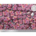 thumbnail image 2 of Soimoi Purple polyester Crepe Fabric Insect Watercolor Print Fabric by Yard 42 Inch Wide, 2 of 3