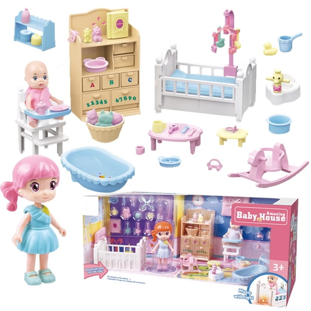 Ensemble de Jeux pour Bébé Amusant: Jouets Interactifs de Simulation Accessoires de Maison de Poupée