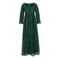 thumbnail image 4 of EGNMCR Robes à Paillettes pour Femmes Automne Hiver Col en V Manches Longues Robe de Cocktail Formelle Corset Moulante Tendance Bal Fête Décontractée Robes Maxi, 4 of 6