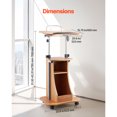 thumbnail image 4 of KFFKFF Support de Podium, Lutrin en Bois de 43 Pouces, Bureau Portable pour Ordinateur Portable avec Roues Verrouillables, Grande Surface de Lecture et Espace de Rangement Ouvert, Hauteur et Angle Réglables, 4 of 9