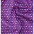 thumbnail image 1 of Soimoi Purple Japan Crepe Satin Fabric Rabbit Animal Printed Craft Fabric by the Yard 42 Inch Wide, 1 of 6