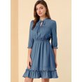 thumbnail image 2 of INSPIRE CHIC Women's Ruffle Hem 3/4 Sleeve Smocked a-Line Dress, 2 of 5