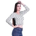 thumbnail image 2 of Moomaya T-shirt Court à Manches Longues à Col Rond Imprimé pour Femmes en Jersey de Coton, 2 of 4
