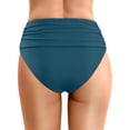 thumbnail image 3 of FYEGRE Women's High Waisted Bikini Bottom Tummy Control Ruched Bathing Suit Swim Bottom Navy M, 3 of 5