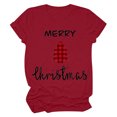 thumbnail image 1 of Haut de Sapin de Noël Femme Décontracté Col Rond Manches Courtes T-shirt Imprimé Sapin de Noël Haut, 1 of 6