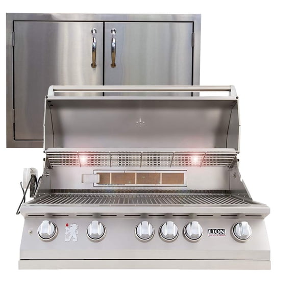 Lion Premium Grills Gril au Gaz Naturel de 40 Pouces L90000 avec Ensemble de Portes Doubles de 32 Pouces Fabriqué aux É.-U.