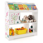 Costway Toy Storage Organizer 3-In-1 Kids Toy Shelf with Book Shelf, Storage Cabinet White