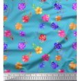 thumbnail image 1 of Soimoi Rayon Fabric Dot,Leaves & Periwinkle Floral Print Fabric by Yard 56 Inch Wide, 1 of 3