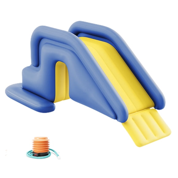 Inflatable Water Slide, Compact Climbing Wall Water Slide Park for Kids, Easy to Inflate, Wide Steps, Summer Swimming Pool, PVC, Blue Green Yellow, 200 85 80cm