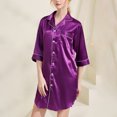 thumbnail image 4 of Besolor Chemise de Nuit en Satin pour Femme à Boutons, Robe Chemise à Manches 3/4, Décontractée et Confortable, Pyjama de Nuit, 4 of 4