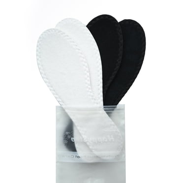 HappyStep® 2 Pair Cotton Terry Cloth Barefoot Insoles, Washable and Reusable, 1 Pair White and 1 Pair Black (Men Size and Women Size are different)