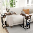thumbnail image 4 of Costway 1 PCS C-shaped End Table with Charging Station Rolling Bedside Table Couch Side Table, 4 of 10