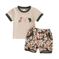 thumbnail image 1 of MIASHUI Ensemble d'Été 2 Pcs pour Garçons T-Shirt à Manches Courtes Imprimé et Shorts, Marron, 2-3 Ans, 1 of 3