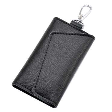 FRCOLOR Trousse de Clés de Voiture en Cuir de Vache, Pochette de Clés de Voiture avec Fermeture Éclair, Sac de Rangement pour Clés, Pendentif de Taille Suspendu, Étui Porte-Clés pour Hommes Femmes (Noir), 4,33 Pouces X 2,56 Pouces X 0,79 Pouces