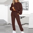 thumbnail image 2 of IROINNID Survêtement pour Femmes Ensemble 2 Pcs Rabais Tenues Décontractées Hauts à Manches Longues Amples Ajustés Col Rond Pantalons Longs Ensembles Chandails Costume de Jogging, Café, 2 of 6