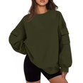thumbnail image 1 of Yuyuzo Chandail en Molleton pour Femmes Col Rond Décontracté Pull Ample Automne Doublé Polaire Manches Longues, 1 of 6