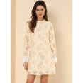 thumbnail image 2 of INSPIRE CHIC Robe Courte Décontractée pour Femme à Imprimé Floral, en Dentelle, à Volants, Col Ras du Cou, 2 of 6