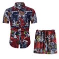 thumbnail image 2 of Men‘s Summer 2-Piece Beach Printed Short Sleeve Shirts & Shorts Pants Sets Note Please Buy One Or Two Sizes Larger, 2 of 3