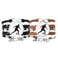 thumbnail image 1 of Football soccer Sports Outline Bracelet Hand Strap Leather Rope Wristband Double Set, 1 of 3