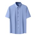 thumbnail image 1 of Birdeem Shirts for Men Mens Short Sleeved Solid Color Button Ice Silk Formal Dress Short Sleeved, 1 of 10