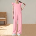 thumbnail image 3 of lcziwo Combinaison Ample à Jambes Larges pour Filles, Enfants, Décontractée, Manches Cap, Col Rond, Long Combi-Short, Grenouillère d'Été, Pantalon avec Poches, Rose, Ofertas Relampago de Hoy, 3 of 9