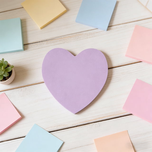 Heart Shaped Sticky Notes Set for Messages and Reminders with Eight Colors