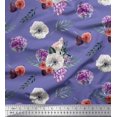 thumbnail image 1 of Soimoi Poly Georgette Fabric Fig,Succulent & Anemone Flower Print Sewing Fabric Yard 52 Inch Wide, 1 of 3