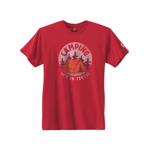 Hanes Mens Graphic Tee, 3XL, Camping/Deep Red