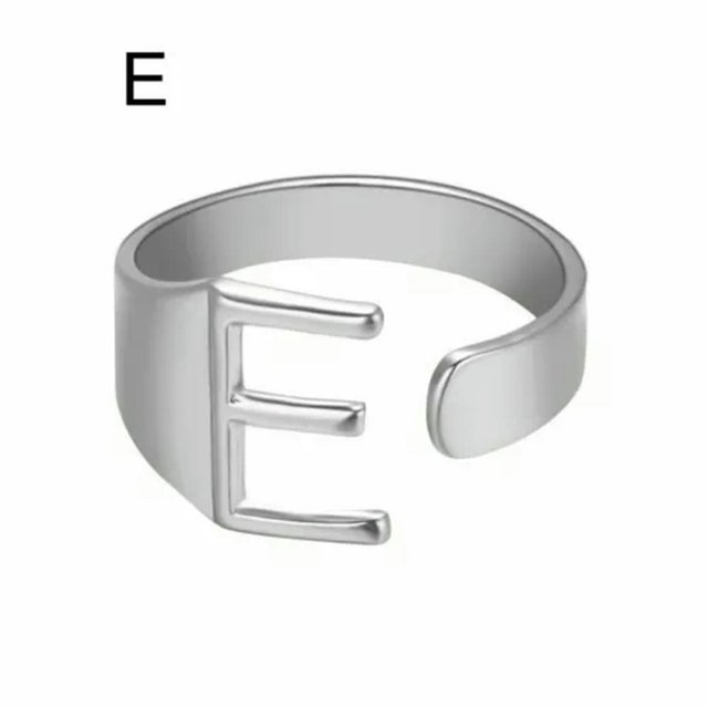 CUITING Bague Mode Ajustable Initiale Alphabet Lettre A-Z Bagues pour Femmes Bijoux-Argent C